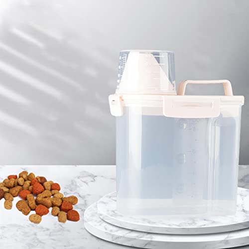Magideal Storage Container, Small Dog Food Container With Measuring Cup, Cat Food Container With, Seal Buckles, Beige Small #TOP1
