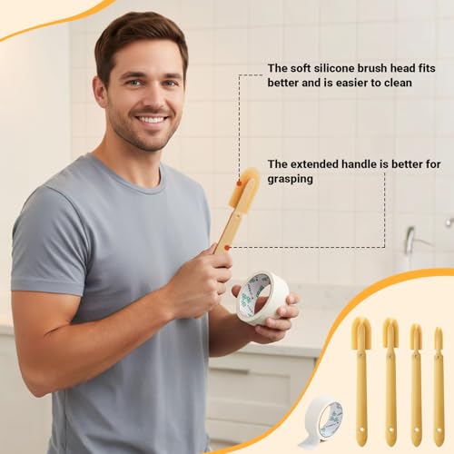 Leriton 8 Pcs Silicone Caulking Tool Kit 4 Sizes Caulk Finishing Tool with 2 Roll White Masking Tape Reusable Sealant Spatula Spreader for Corner Gap Seam Brick Skirting Kitchen Bathroom - Thumbnail 6