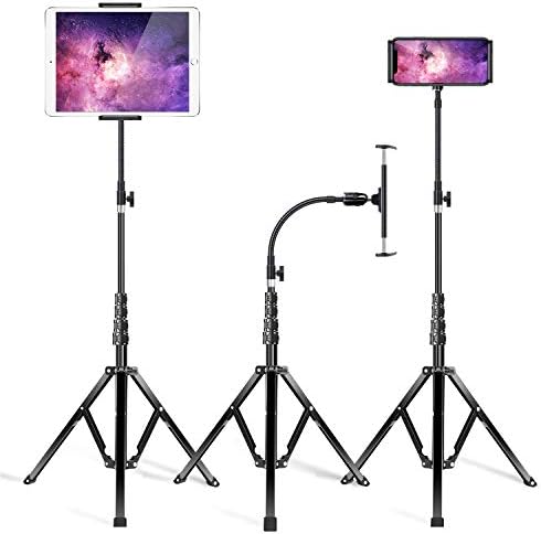 elitehood Metal iPad Tripod Stand & Adjustable 72’’ Gooseneck Tablet Floor Stand Holder, Heavy Duty Aluminum iPad Floor Stand for iPad Pro 12.9 11, Mini, Air, iPhone and 4.7-12.9" Tablets Cell Phones