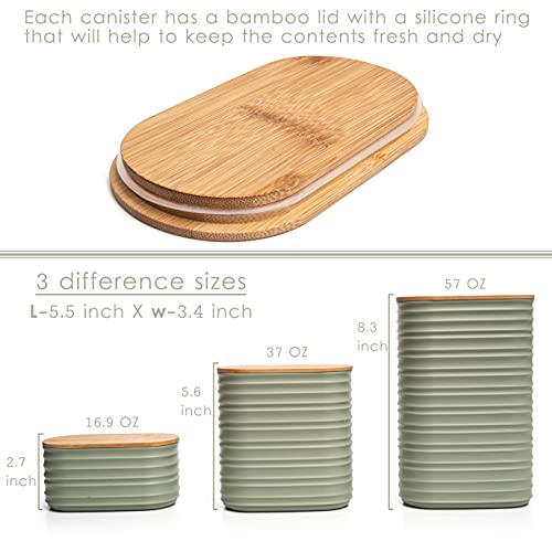 Mixpresso 3 Piece Set Of Airtight Plastic Canister With Bamboo Lid, Canisters For Kitchen Counter, Coffee And Sugar Canister Set, Decorative Sugar Container, Kitchen Decor For Counter #TOP1