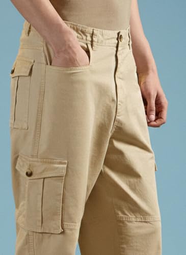 Image of Vogaan Men's Cotton Cargo Pants | Casual Trousers for Men | Comfortable Lower for Men | Breathable Pants with 6 Pockets