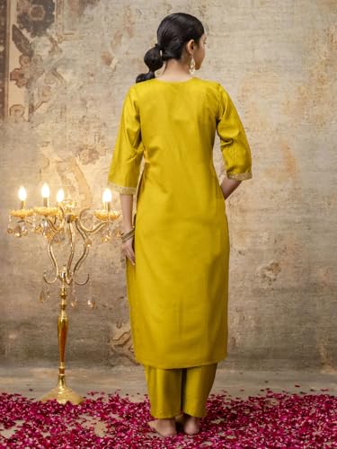 Image of VredeVogel Kurta Set with Dupatta | Embroidered Viscose Rayon Kurta Pant Set for Women | Women's Ethnic Casual Kurti Set