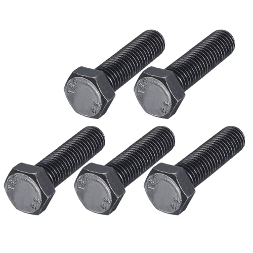 Image of METALLIXITY Hex Bolts (M12-1.75x45mm) 5Pcs, 8.8 Grade Carbon Steel Fully Threaded Black Oxide, Coarse Thread UNC Hex Head Screw Bolt - for Furniture Repair