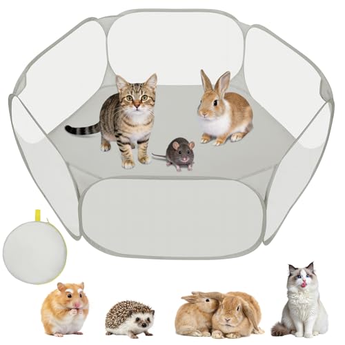 Aomig Parc pour Petits Animaux, Enclos Pliable Tente avec Fermeture Éclair, Cage Portable Respirante Transparente, Enclos d'exercice pour Cochons d'Inde,...