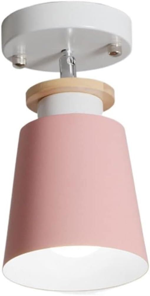 LYMSXAZOU Semi Flush Mount Ceiling Light 1 Metal Semi-Ceiling Lamp Rotatable Decor Scandinavian Pendant Lighting(Pink)