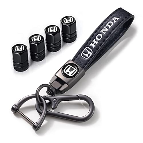 Tyre Valve Caps Caps and Metal Keychain Combo Compatiable Fit Honda Accord Civic Fit CRV Pilot EX CR-V EX-L Touring Pilot Stem Cover Dust Caps for Car Tyres Car Accessories