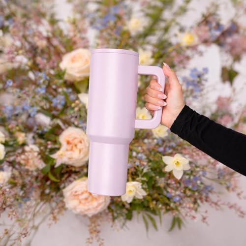 Image of enem Tumbler, Lavender Dream, Insulated Premium Vacuum Leak Proof Stainless Steel Travel Mug with Handle, Lid & Straw, 1.2L for Coffee, Iced Tea, or Water