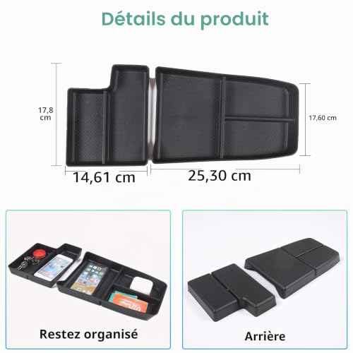 DIYUCAR Pour X1 U11 2023 2024 2025 LHD Boîte de rangement inférieure pour commande centrale, Plateau organiseur pour accoudoir de console centrale, Accessoires de rangement pour intérieur de voiture – vue 3