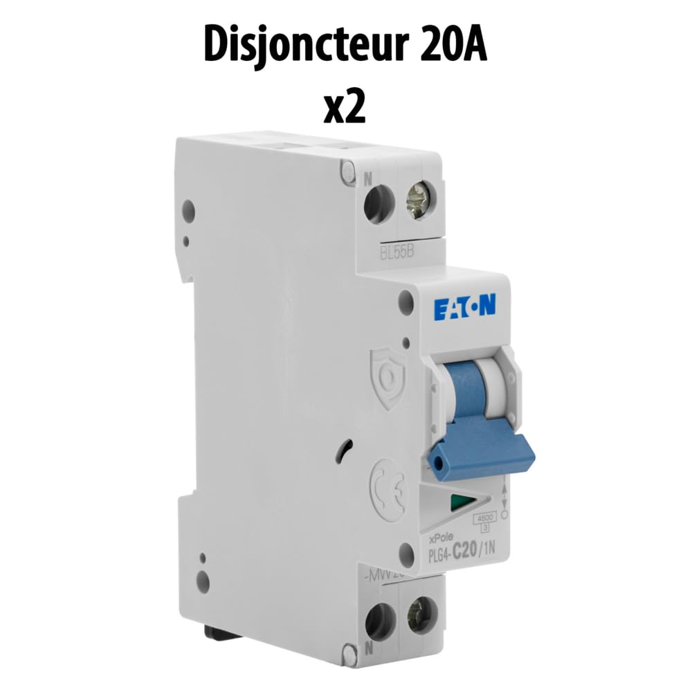 EATON - Lot De 6 Disjoncteurs Modulaires Ph+N – 2×10A, 2×16A, 2×20A