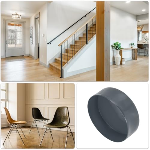 Image of uxcell 4pcs Rubber End Caps 160mm(6 5 /16 Inch) ID x 80mm(3 1 /8 Inch) H Vinyl Round End Cap Cover Screw Thread Protectors Dark Grey