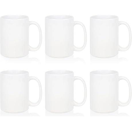 15 oz White Ceramic Sublimation Mugs Set of 6