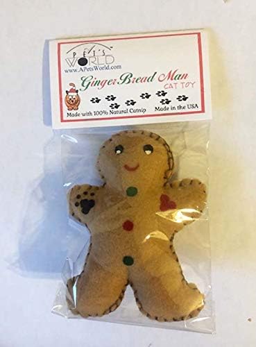 A Pets World Gingerbread Man Christmas Cat Toy with Natural Catnip-USA Made