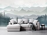 Cliouar-Mountain Peaks Woods Bedroom Living Room Decoration Mural Wallpaper Peel and Stick 98' x 58'