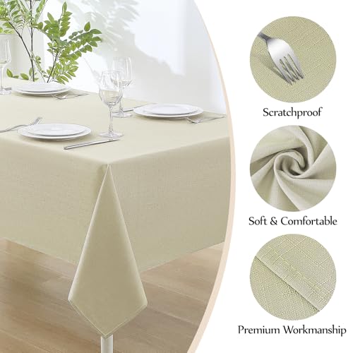 Aocoz Faux Linen Rectangle Tablecloths 60x84 Inch Beige Tablecloths for 4ft Waterproof Table Cloths for Dining Table Banquets Buffet Parties and Wedding 1 Pack by Aocoz - Image 5