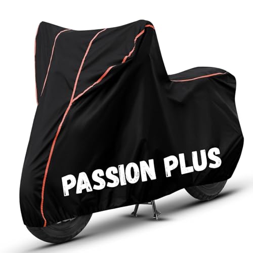Image of Bike Cover for Passion Plus 100% Waterproof, Dustproof & Scratch Resistant| Fully Bottom Elastic UV Resistant Heavy Duty Body Cover | All Weather Outdoor Use