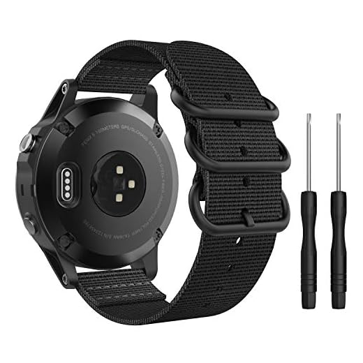 MoKo för Garmin Fenix 5 armband, Nato nylon klockarmband reservarmarmband handled band rem för Garmin Fenix 5/5 Plus/Instinct/Forerunner 935/Approach S60, svart