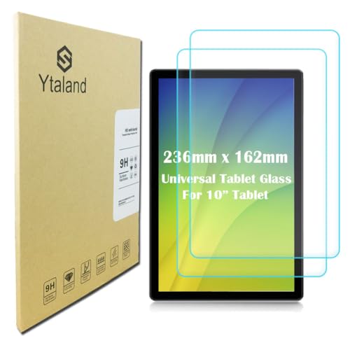 Ytaland   Protector de pantalla de vidrio universal para tablet de 9.6 a 10.1 pulgadas, [2 unidades] de vidrio templado para tablet de 10 pulgadas [9.3 x 6.3 pulgadas]