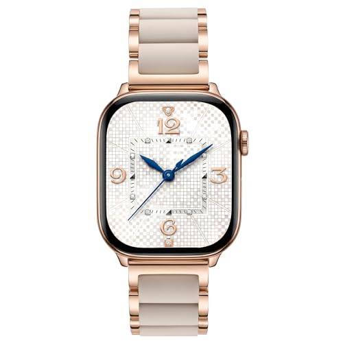 Image of V.R.HOPE Luxury Rose Gold Apple Watch Band for Women, Metal & Silicone