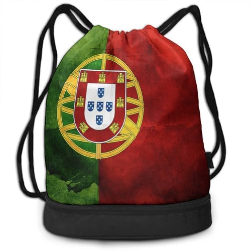 Drawstring Bag Theft Proof Lightweight Beam Backpack, Gym Gymsack - Flag of Portugal Waterproof Backpack Soccer Basketball Bag