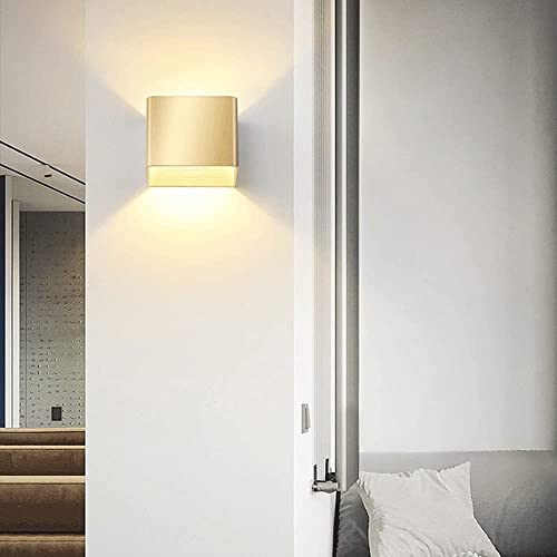 Aplique de pared LED de 10W cubo dorado lámpara interior moderna 3000K para dormitorio 5
