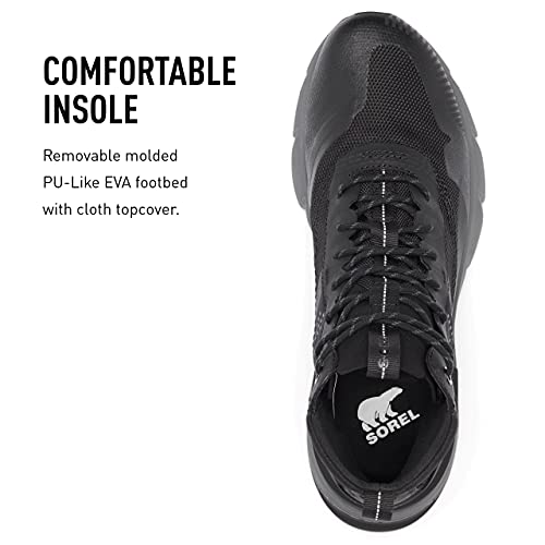 Sorel Men's Kinetic Rush Mid Wp Sneaker — Black, Grill — Waterproof Textile Sneakers — Size 10.5 #TOP4