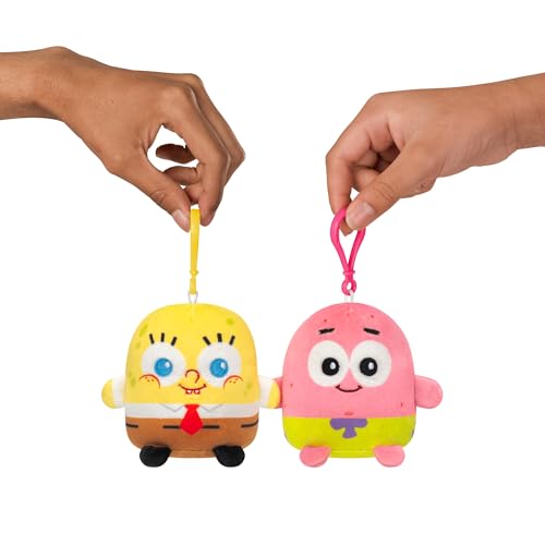 Image of TeeTurtle Spongebob Squarepants and Patrick Star Plushmates Besties Keychain Set - Officially Licensed Novelty Clip-On Plush with Magnetic Hands