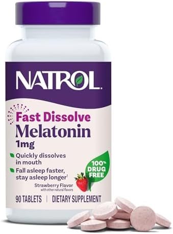 Natrol Melatonin 1mg Fast Dissolve Tablets, Strawberry, 90-Count