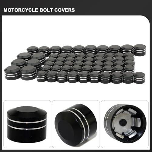 Image of Motorcycle Bolt Covers Head Bolts Engine Toppers Caps Kit for Harley 2017-2025 Touring Road King Street Glide Electra Road Glides 2018-2025 Softail Fatbob Breakout (White Black)