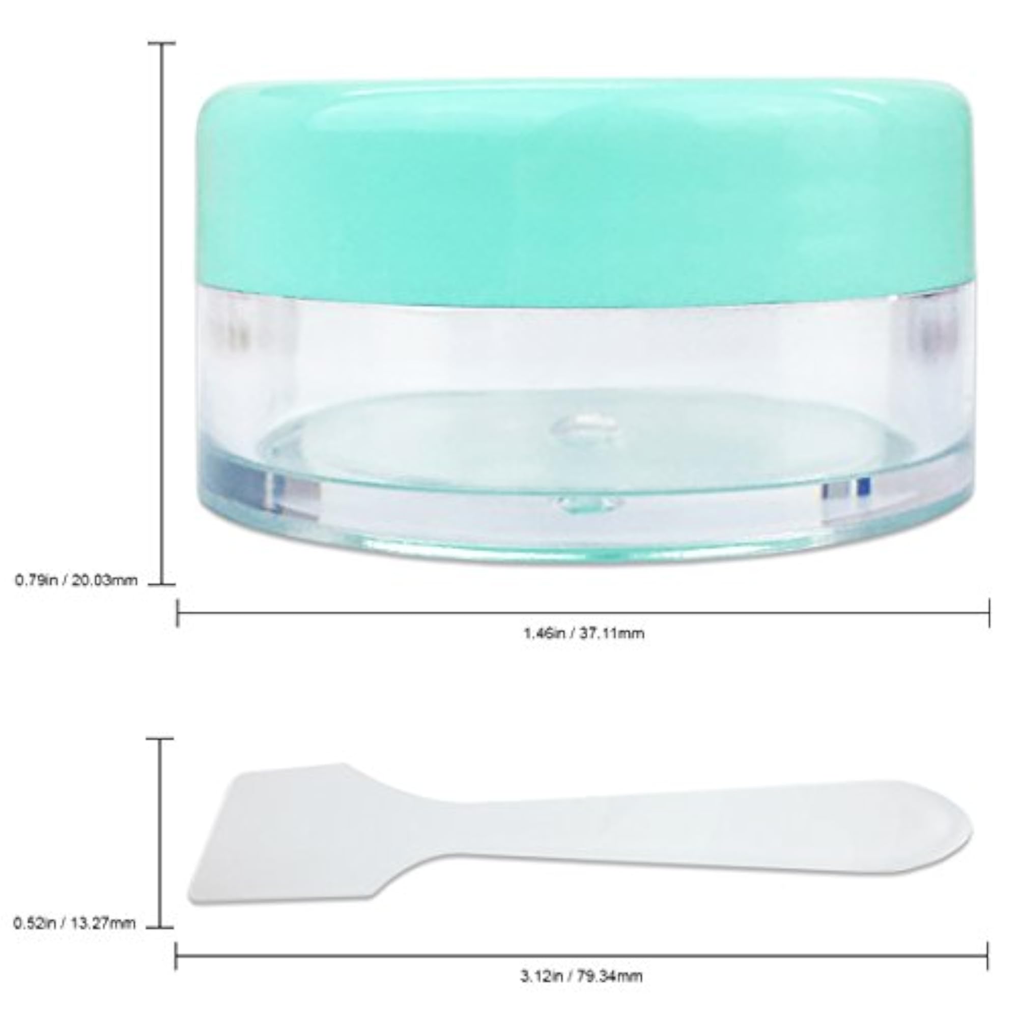Beauticom Light Teal Green Clear Plastic Makeup Jars