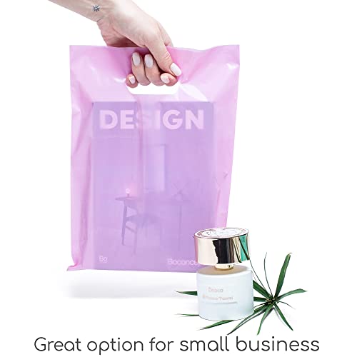 Image of 100 Pastel Pink Plastic Bags With Handles 9x12 Merchandise Bags