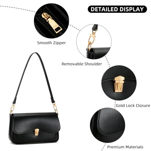 Image of KKXIU Small Shoulder Bag for Women Cute Hobo Handbags Mini Clutch Purses | Classic Trendy Retro Underarm Crossbody Bag with Detachable Straps, Zipper Closure