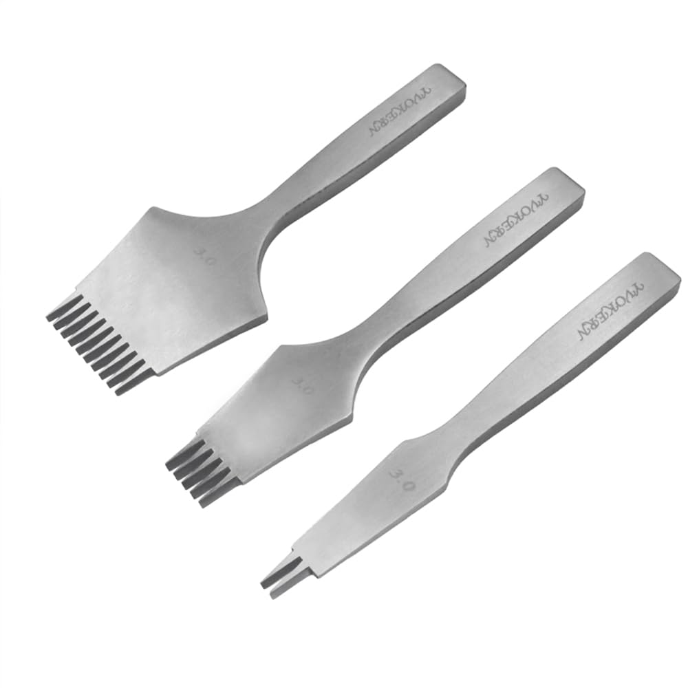 Professional Leather Craft French Angled Chisel Leather Craft Tools Hole Punches Lacing Stitching Perforate(2.7/3.0/3.38/3.85mm) (French Chisel 3.0mm)