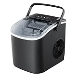 Euhomy Ice Maker Machine Countertop, 26 lbs/24H, 9 Cubes Ready in 6 Mins, Self-Cleaning Electric Ice Maker Compact Potable Ice Maker with Ice Scoop and Basket. for Home/Kitchen/Camping/RV. (Black)