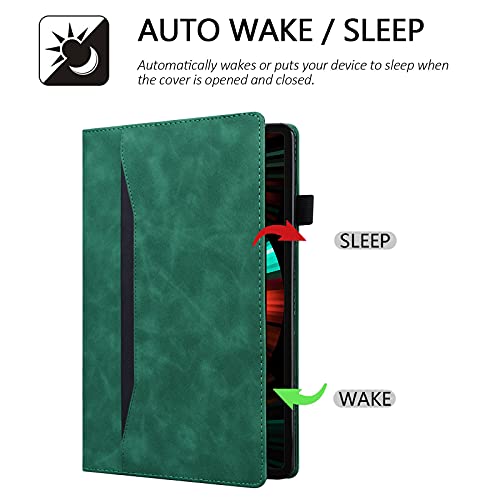 Dteck Galaxy Tab S8 Ultra Case 2022 - Premium Leather Smart Wake/Sleep Cover with Front Pocket & Multiple Angles Stand Tablet Case for Samsung Galaxy S8 Ultra 14.6 Tablet SM-X900/X906, Green