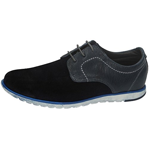 Soulier blucher en cuir de qualité supérieure bleu marine, finitions soignées en taille 39