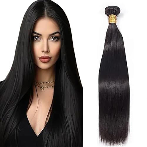 Extensiones de pelo humano Remy de doble mechón para lucir un cabello lacio de 86 cm negro natural
