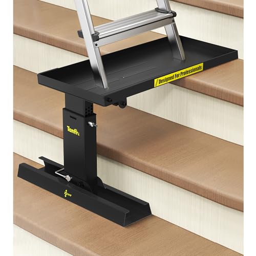 Tanfix Foldable | Heavy-Duty Ladder Extender Pro, High Strength Steel Material Design Ladder Extension Pro for Stairs w/Non-Slip Mat, 9.5-15" Adjustable Height, Applicable Feet Spacing 25" by Tanfix - Used condition - US$39.99