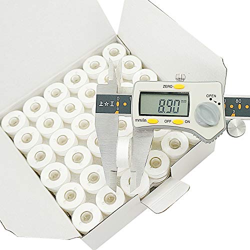 New brothread 144pcs Type L Size (SA155) White Prewound Bobbin Thread Plastic Side for Particular Embroidery and Sewing Machines - 90wt