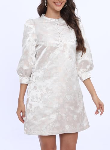 Image of Ladyful Women's Floral Jacquard Dress Cocktail Mini Shift Dresses