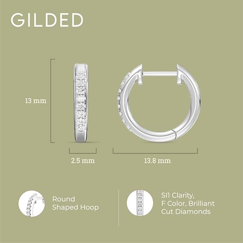 Gilded 1/10 Carat Total Weight Lab-Grown Diamond Hoop Earrings for Women in 925 Sterling Silver | Fashion Earrings Set | Hypoallergenic Fine Jewelry | SI1 Clarity, F Color4