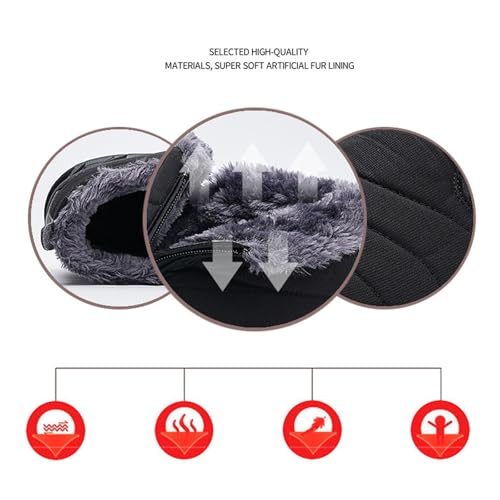 Snow Boots Waterproof Winter Shoes Men Fur Lined Ankle Boots Zipper Closure Slip on Outdoor Women4