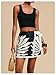 MakeMeChic Women's Summer Boho Wrap Mini Skirt Beach Vacation Short Skirts Leave Print Black Medium