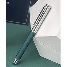Hongdian Green Ripple Metal Fountain Pen Fine Nib with Ink Converter, Stainless Steel Writing Pen