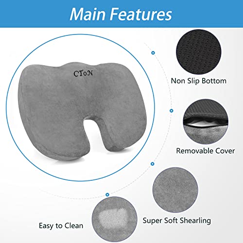 Cton Seat Cushion For Office Chairs Memory Foam Comfort Seat Cushion Non-Slip Chair Cushions Removable Washable Seat Office Cushion Perfect For Lower Back, Tailbone And Sciatica Pain Relief (Grey) #TOP3