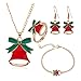 Folewr Dainty Bijoux de Noël Arbre de Noël Jingle Bells Renne Lune Marron Collier Boucles d'oreilles Anneaux Bracelets pour Thanksgiving