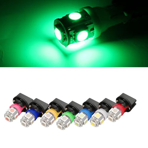 10 bombillas LED T10 para panel de auto, 5 SMD, verde miniatura 6