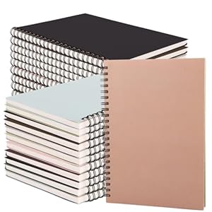DAJAVE 24 Pcs A5 Notebook Spiral Bound A5 Notepad, 120 Pages/60 Sheets Lined Notebook 12 Colors Kraft Cover Spiral Notepad for Business Office School Travel