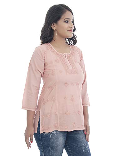 Image of Sanvi Colections Hand Embroidered (Lucknowi Chikankari) YOG luppi Short top Kali Pattern for Women A095
