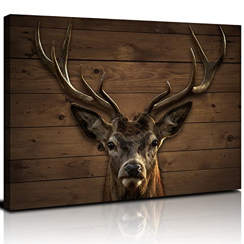 Deer Wall Art Rustic Cabin Decor Country Hunting Wall Decor for Bathroom Deer Head Painting Wildlife...