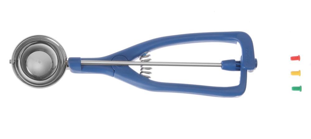 HENDI Eisportionierer Stöckel, verstärktem Glasfasernylongriff, mit Farbclips, geeignet für Geschirrspüler, Eislöffel, Eiscreme Löffel, 1/30, ø49mm, Edelstahl
